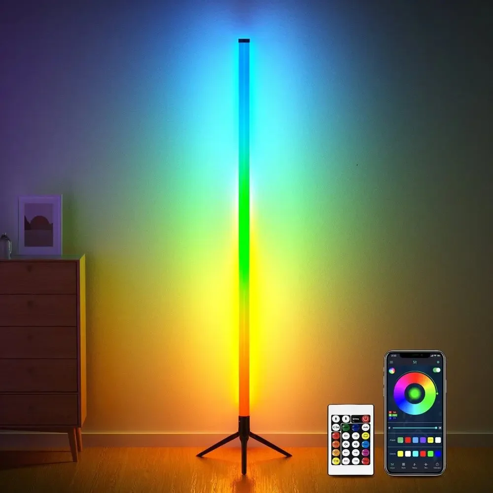 BRAND NEW ~ LED Color Changing Corner Floor Lamp Bluetooth APP Remote Music Sync